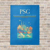Thumbnail for Petersburg James A. Johnson Airport PSG vertical canvas print - no frame - turquoise background