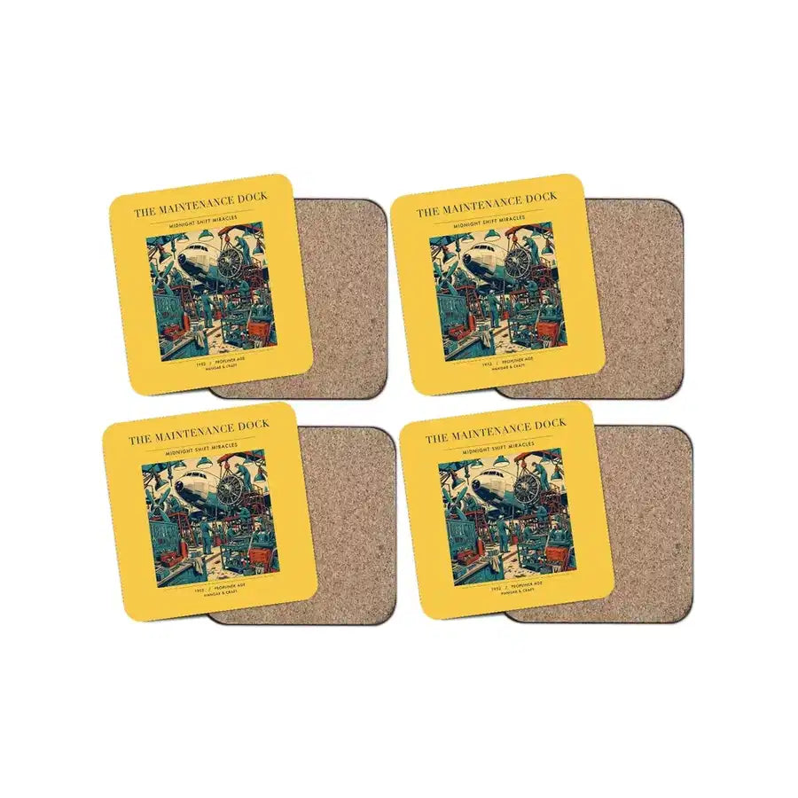 The Maintenance Dock - Designed Coasters design on yellow 4-pieces-set