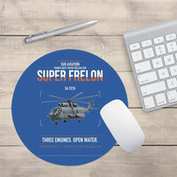 Thumbnail for Sud Aviation SA 321G Super Frelon design on blue round mouse pad