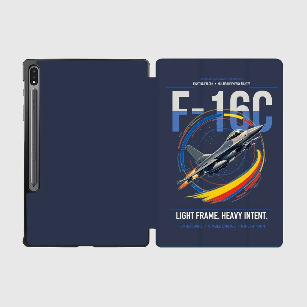 F-16C Fighting Falcon design on navy blue samsung tablet tablet case