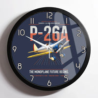 Thumbnail for Boeing P-26A Peashooter design on navy blue framed wall clock