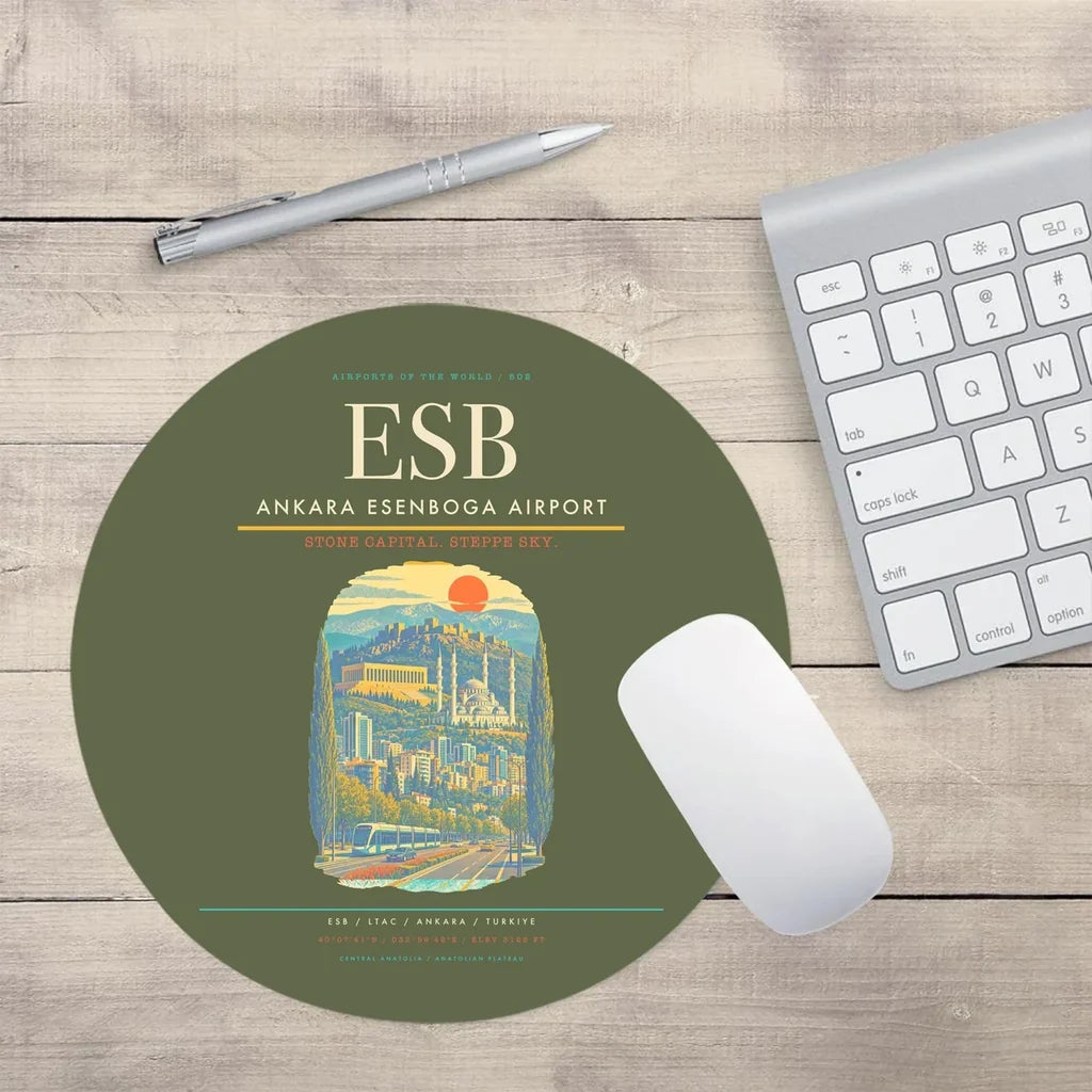 Ankara Esenboga Airport ESB Mouse-Pad Round - Green Army
