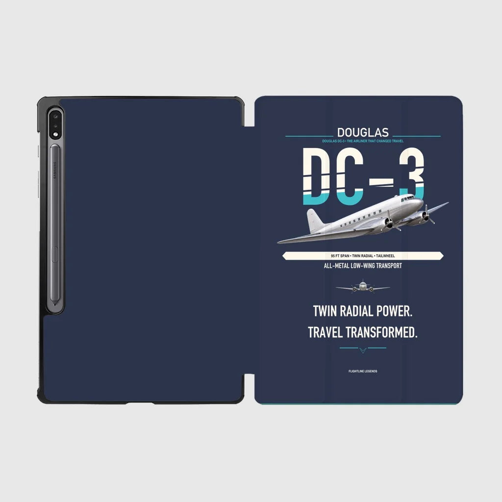 Douglas DC-3 design on navy blue samsung tablet tablet case