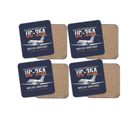 Thumbnail for UC-35A Citation Ultra Rapid Utility Airlift design on navy blue 4 pieces set coaster