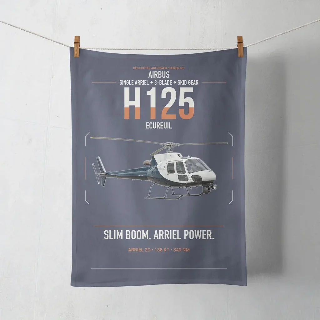 Airbus H125 design on navy blue towel