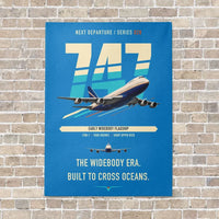 Thumbnail for Boeing 747-200B vertical canvas print - no frame - turquoise background