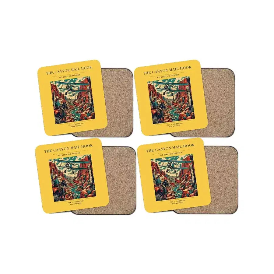 The Canyon Mail Hook - Designed Coasters design on yellow 4-pieces-set
