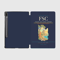 Thumbnail for Figari Sud-Corse Airport (FSC) design on navy blue samsung tablet tablet case