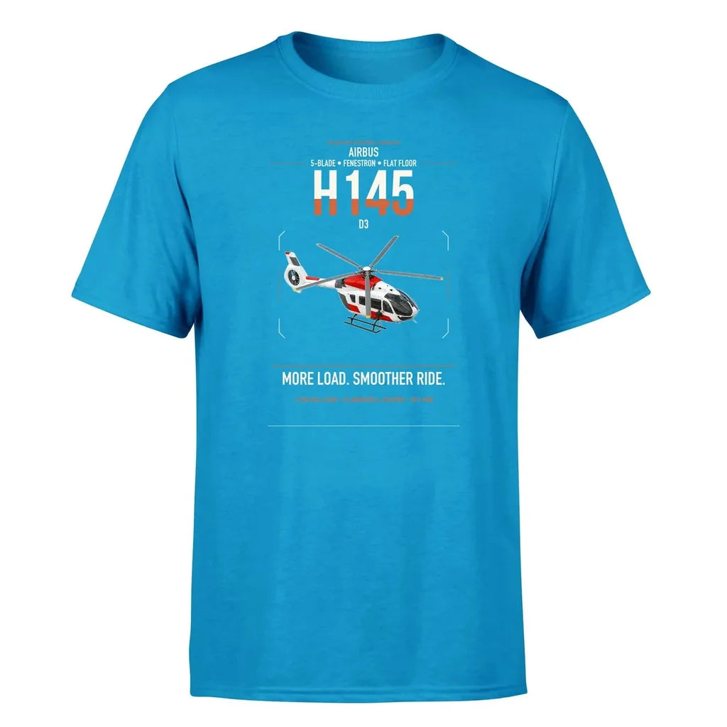 Airbus H145 D3 design on turquoise t-shirt, single-side print