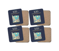 Thumbnail for Kristiansand Airport, Kjevik (KRS) design on navy blue 4 pieces set coaster