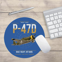 Thumbnail for P-47D Thunderbolt Razorback design on blue round mouse pad