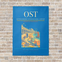 Thumbnail for Ostend-Bruges International Airport OST vertical canvas print - no frame - turquoise background