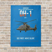 Thumbnail for Kawasaki OH-1 vertical canvas print - no frame - turquoise background