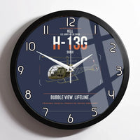 Thumbnail for Bell H-13G Sioux design on navy blue framed wall clock