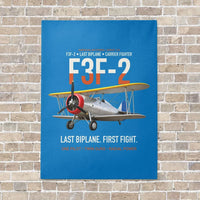 Thumbnail for F3F-2 Last Biplane First Fight vertical canvas print - no frame - turquoise background