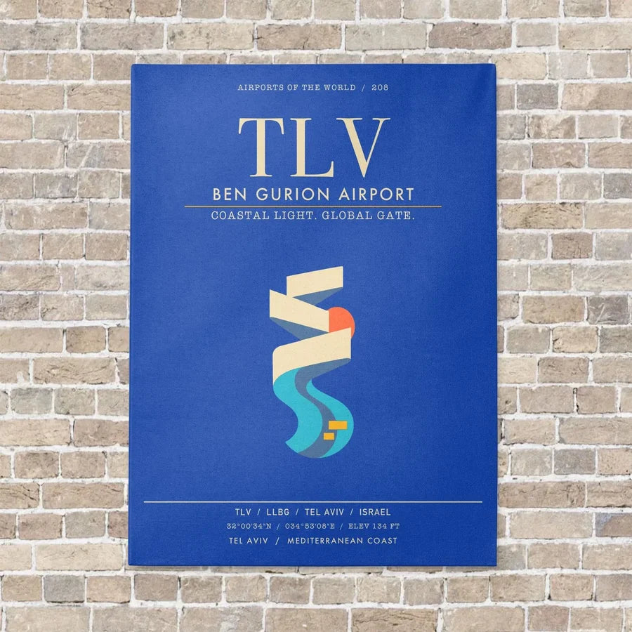 Tel Aviv Ben Gurion Airport TLV - Canvas Framed - Blue