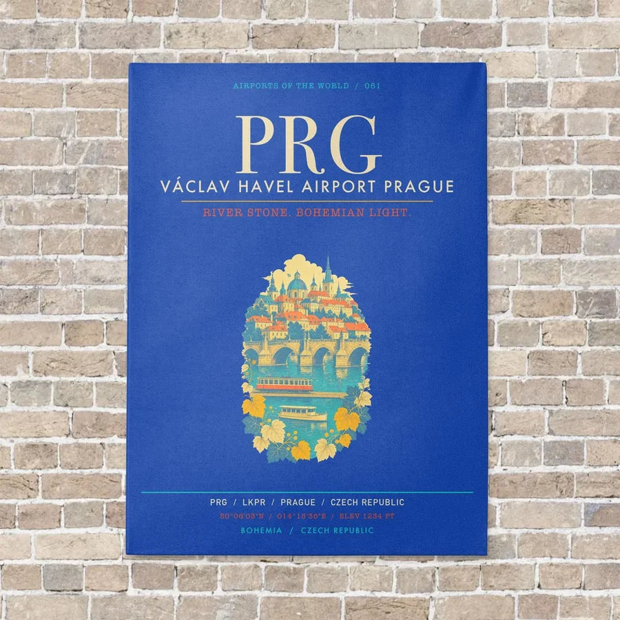 Vaclav Havel Airport Prague PRG - Canvas Framed - Blue