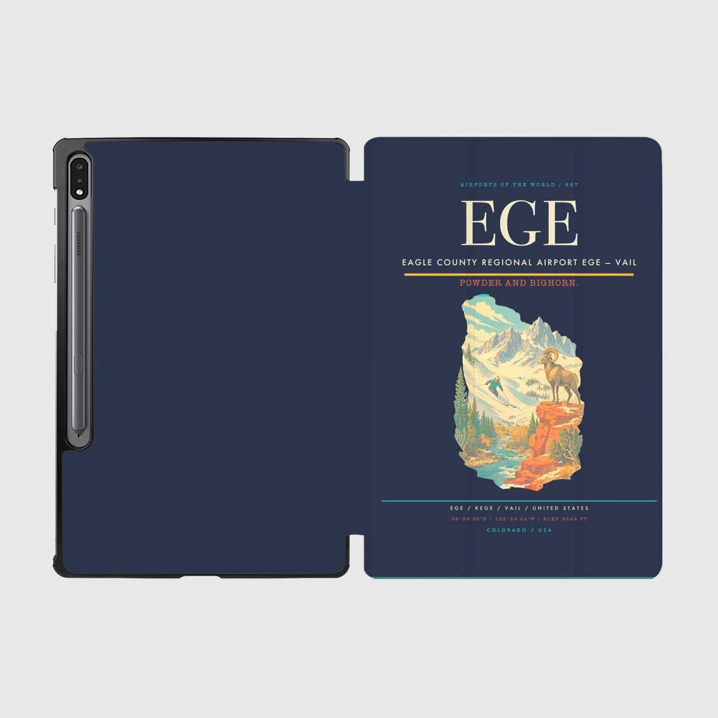 Eagle County Regional Airport (EGE) design on navy blue samsung tablet tablet case