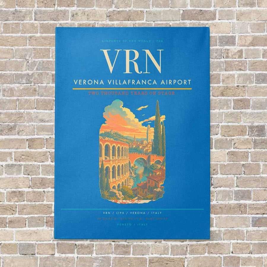 Verona Villafranca Airport VRN vertical canvas print - no frame - turquoise background