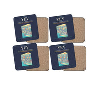 Thumbnail for Inuvik (Mike Zubko) Airport (YEV) design on navy blue 4 pieces set coaster