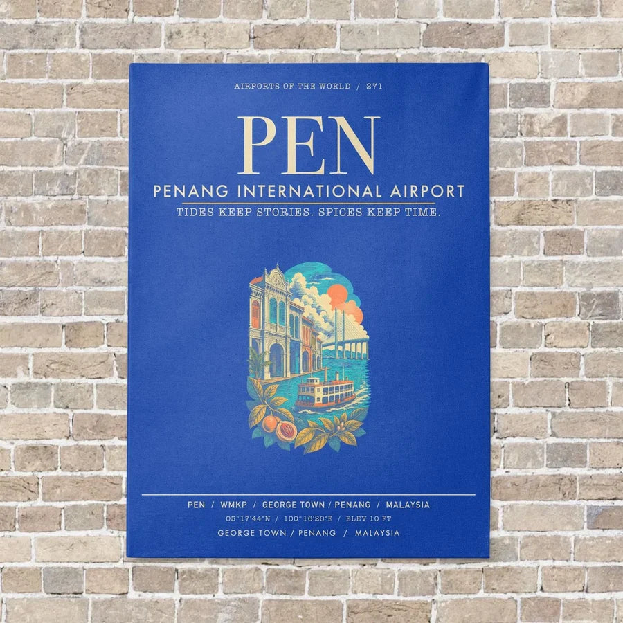 Penang International Airport PEN - Canvas Framed - Blue
