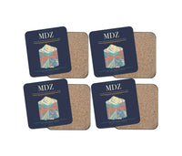 Thumbnail for Governor Francisco Gabrielli International Airport (MDZ) design on navy blue 4 pieces set coaster