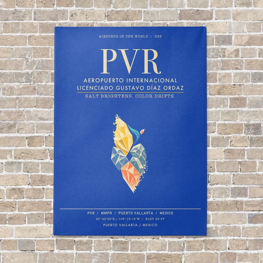 Aeropuerto Internacional Licenciado Gustavo Diaz Ordaz PVR - Canvas Framed - Blue