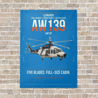 Thumbnail for Leonardo AW139 vertical canvas print - no frame - turquoise background