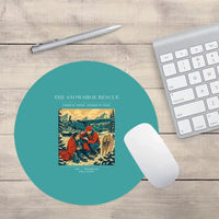 Thumbnail for VINTAGE G4281 - The Snowshoe Rescue - Designed Mouse Pads design on turquoise round