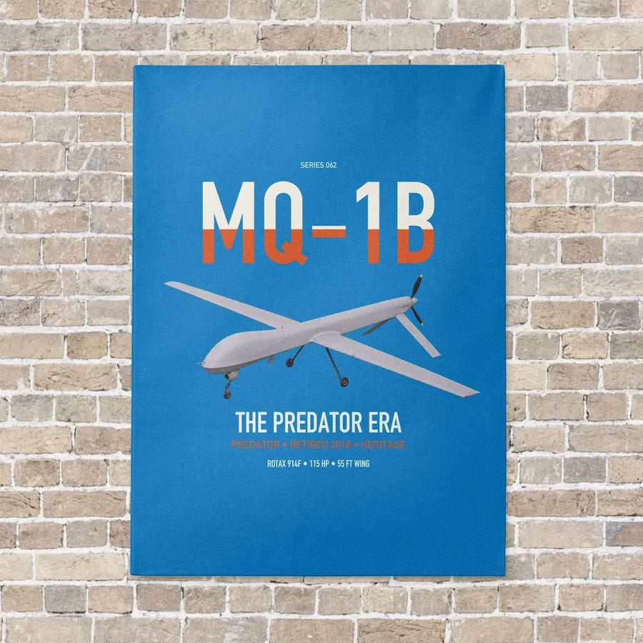MQ-1B Predator vertical canvas print - no frame - turquoise background