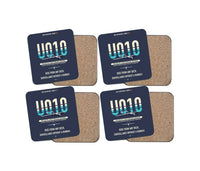 Thumbnail for Airbus U010 Aliaca VTOL design on navy blue 4 pieces set coaster
