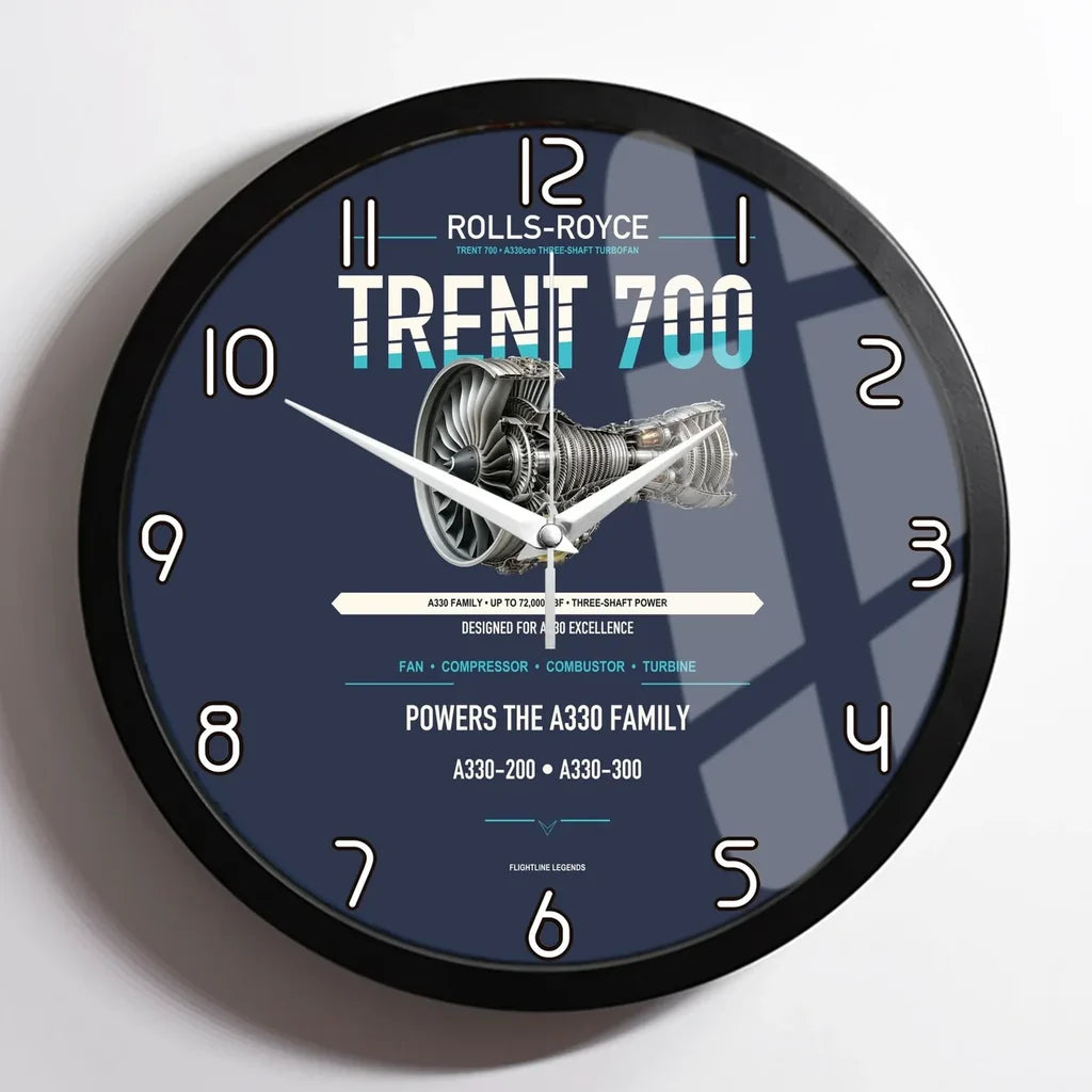 TRENT 700 design on navy blue framed wall clock