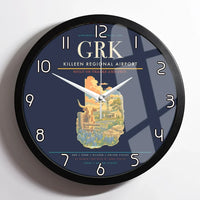 Thumbnail for Killeen Regional Airport (GRK) design on navy blue framed wall clock