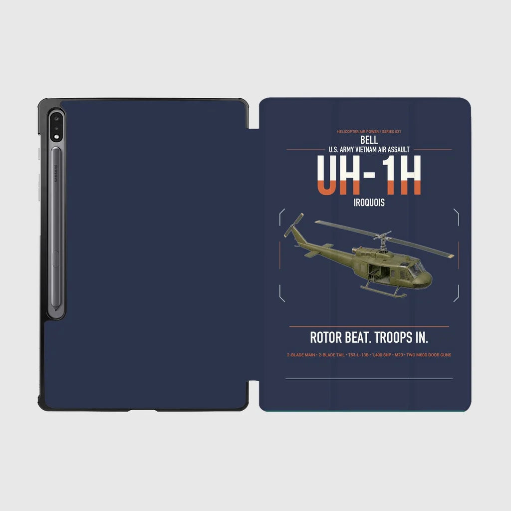 Bell UH-1H Iroquois design on navy blue samsung tablet tablet case