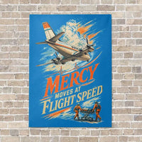 Thumbnail for Mercy Moves At Flight Speed vertical canvas print - no frame - turquoise background