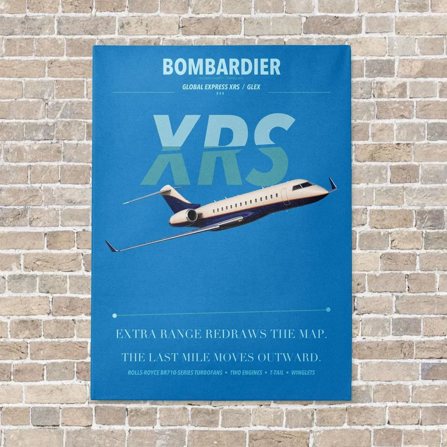 Bombardier Global Express XRS vertical canvas print - no frame - turquoise background