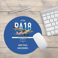Thumbnail for Piper PA-18 Super Cub design on blue round mouse pad
