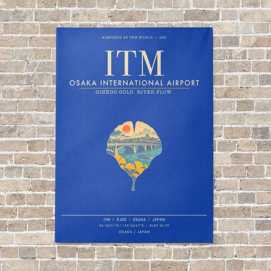 Osaka International Airport ITM - Canvas Framed - Blue