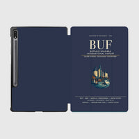 Thumbnail for Buffalo Niagara International Airport (BUF) design on navy blue samsung tablet tablet case