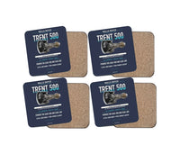 Thumbnail for TRENT 500 design on navy blue 4 pieces set coaster