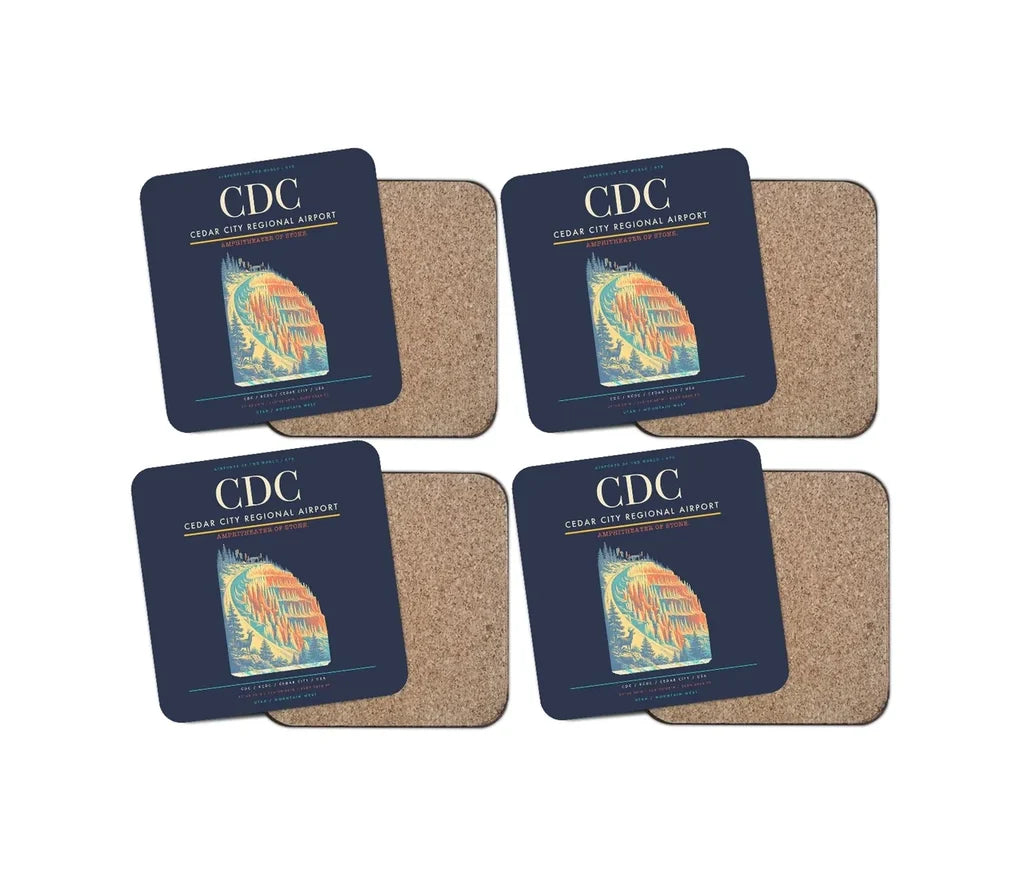 Cedar City Regional Airport CDC Coaster 4-Pieces-Set - Navy Blue