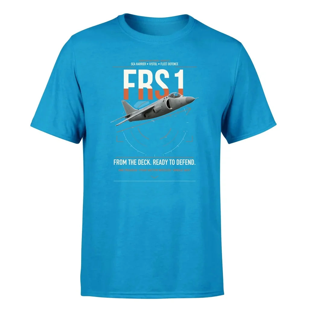 British Aerospace Sea Harrier FRS.1 design on turquoise t-shirt, single-side print