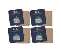 Thumbnail for Meadows Field (BFL) design on navy blue 4 pieces set coaster