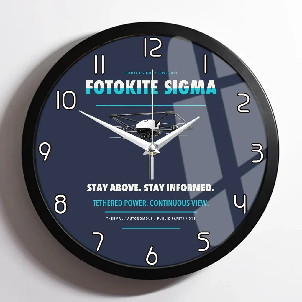 Fotokite Sigma design on navy blue framed wall clock