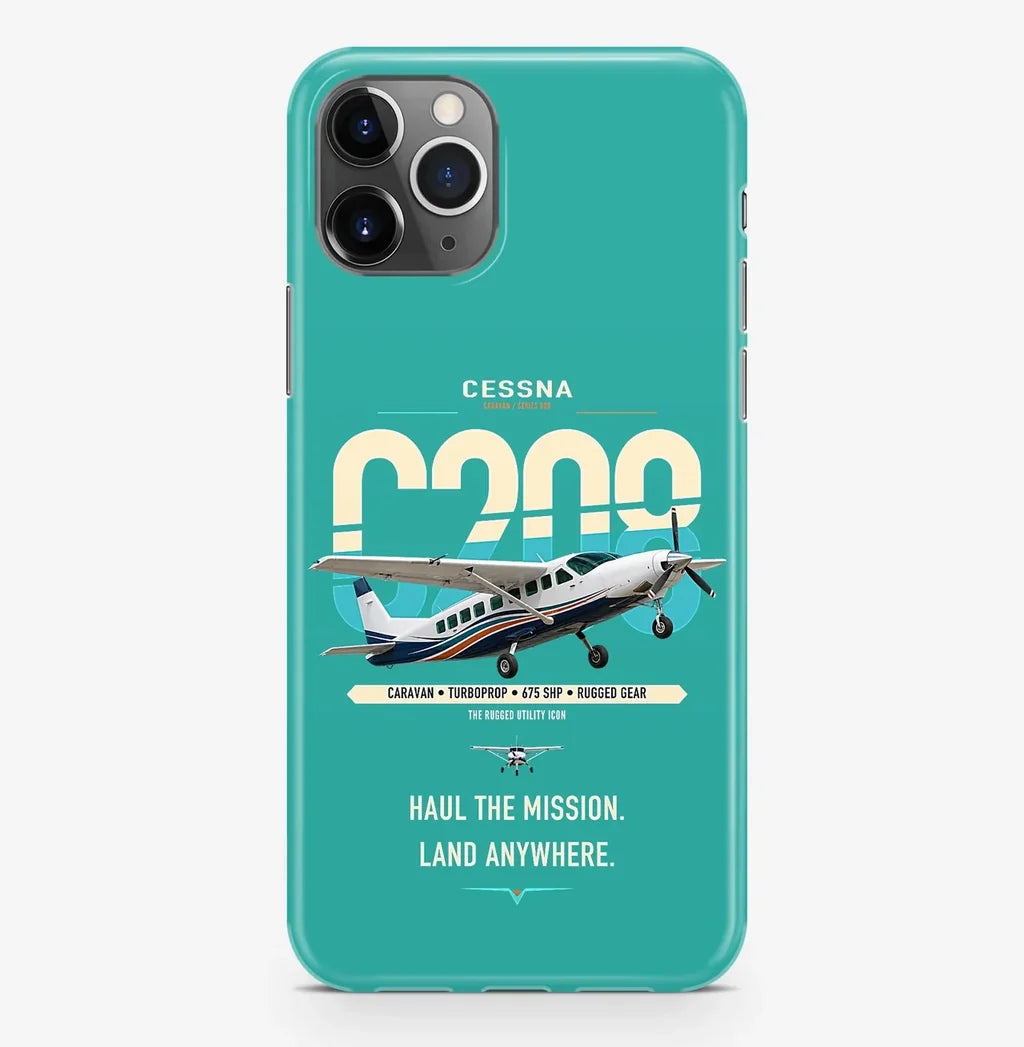 Cessna 208 Caravan design on turquoise magsafe iphone case, for iPhone Pro Max