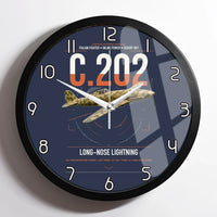 Thumbnail for Macchi C.202 Folgore design on navy blue framed wall clock