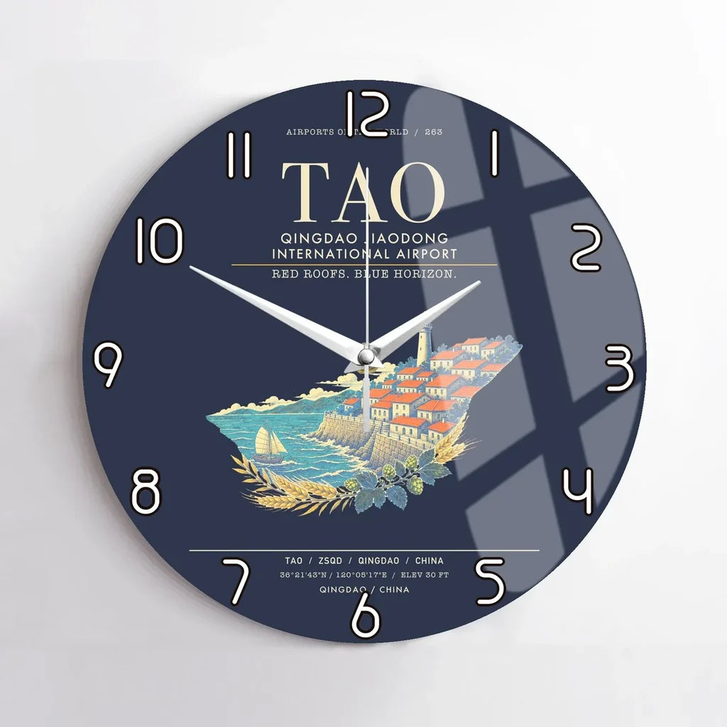 Qingdao Jiaodong International Airport TAO Wall-Clock No-Frame - Navy Blue