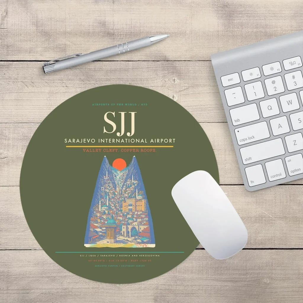 Sarajevo International Airport SJJ Mouse-Pad Round - Green Army