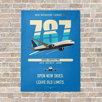 Thumbnail for Boeing 787-8 Dreamliner vertical canvas print - no frame - turquoise background