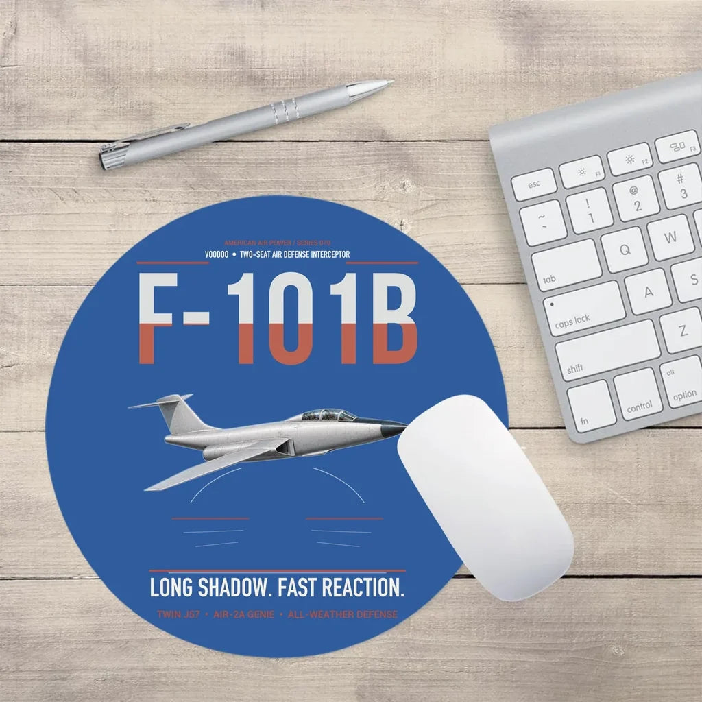 F-101B Voodoo design on blue round mouse pad